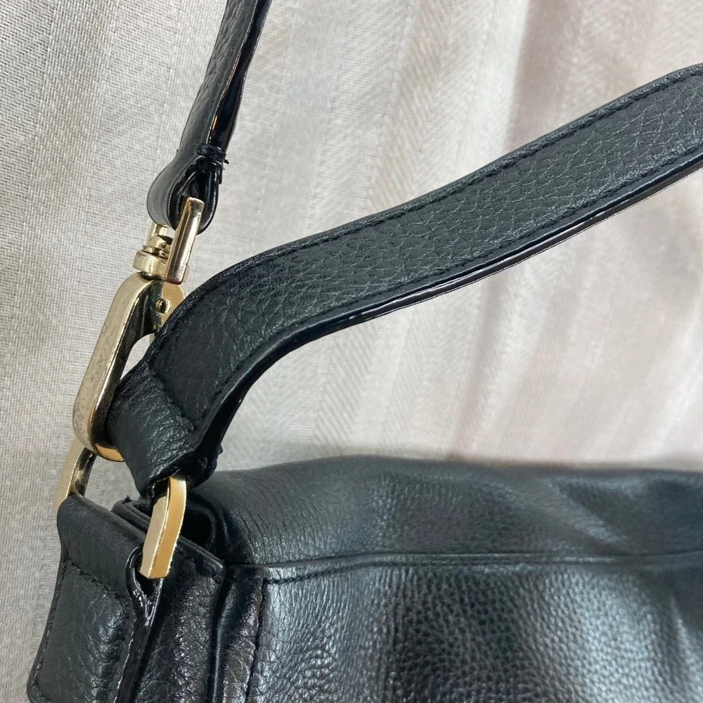 Kate Spade Black Leather Crossbody Bag Gold Hardware‎ Flap Closure